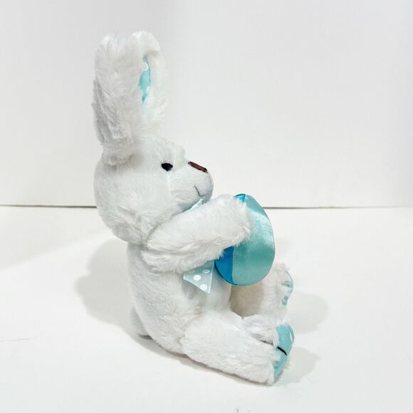 11” White Easter Bunny w Blue and White Poka Dot Ears /bow - NWOT - Picture 2 of 15